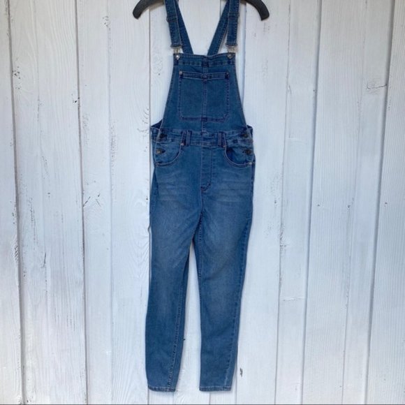 Free People Skinny Denim Overalls Sz 26 - Picture 6 of 10